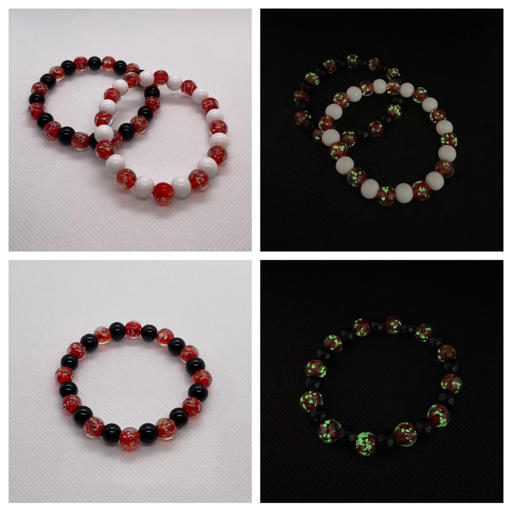 Glow In The Dark 2 Piece Bracelet Set ~ Red